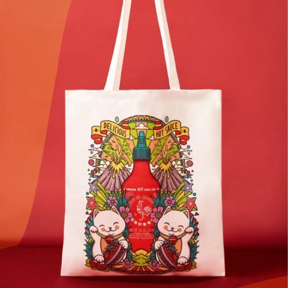 Siracha Waving Cats Reusable Shopping Tote